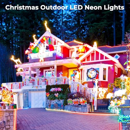 ANDOHAI 50FT LED Neon Rope Lights, Flexible Led Rope Lights Control with App/Remote, IP67 Outdoor RGB Color Changing Led N...