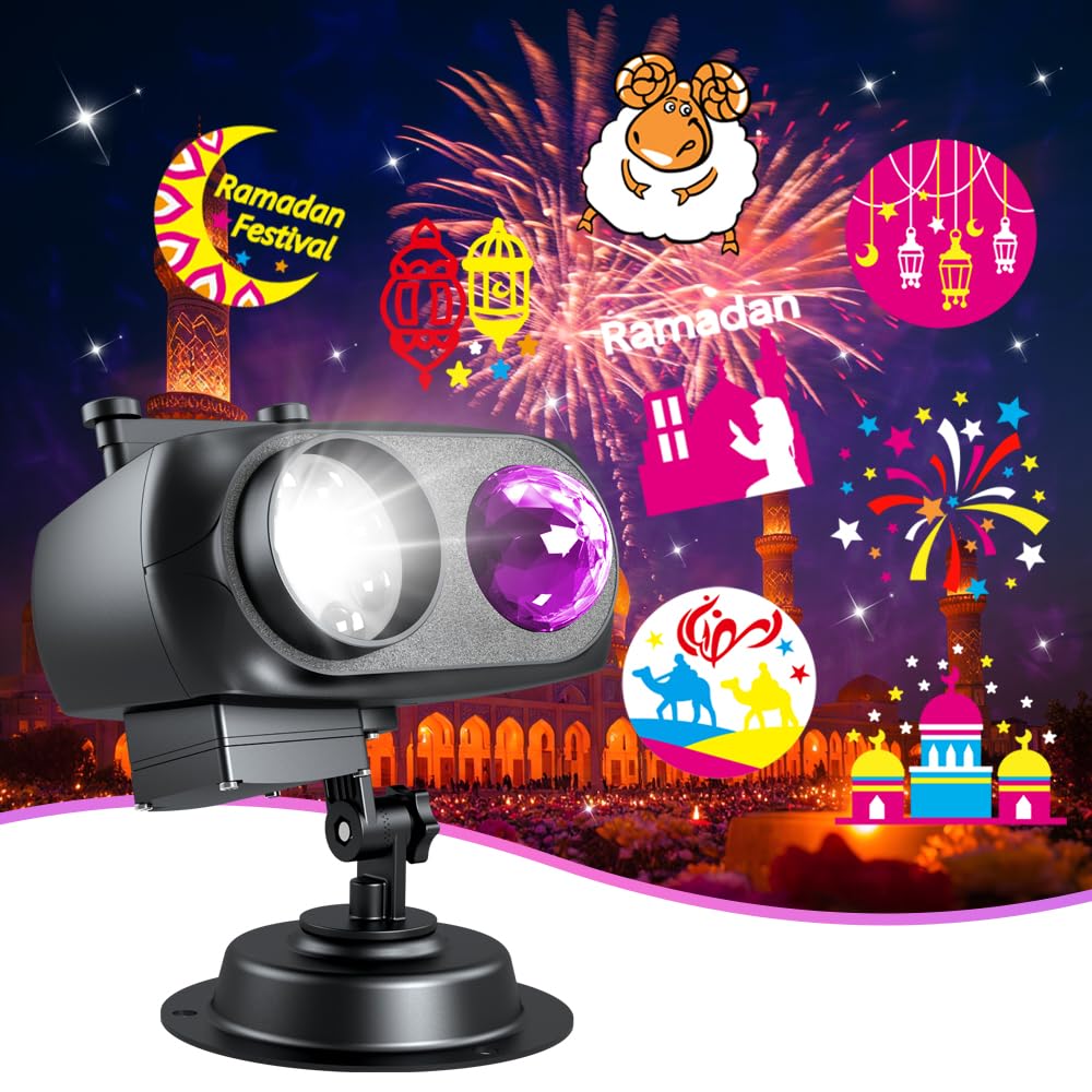 LJBESTM Christmas Projector Lights Outdoor, Halloween Projector， Holiday Projector Lights with 12 Slides for Yard Lawn, Christmas & Halloween Decor，Thanksgiving, 4th July, Easter Lighting