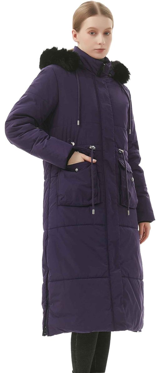 MOERDENG Women's Long Winter Puffer Coat Waterproof Warm Maxi Down Jacket Faux Fur Removable Hood Parka