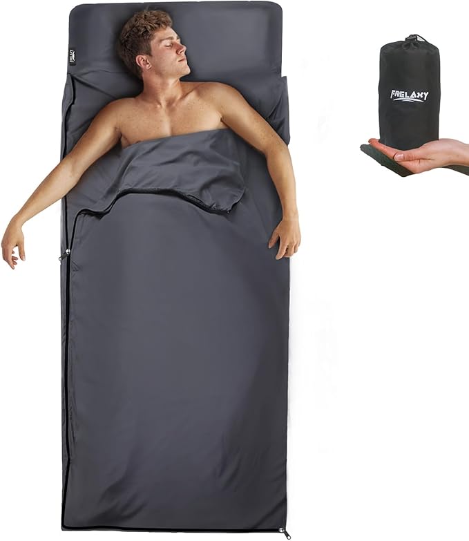 Frelaxy Sleeping Bag Liner, XL Travel Sheet & Camping Sheet for Backpacking, Hotel, Hostels & Traveling, Comfy & Easy Car...