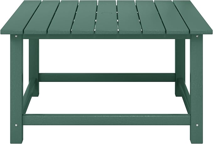 Costaelm Patio Conversation Set, 5 Piece Balcony Furniture, Small Patio Firepit Furniture Outdoor Adirondack Square Coffee Table and Chair for Backyard Lawn Porch Pool Garden, Dark Green