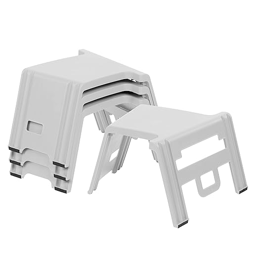 ECR4Kids Linking Stool Set, Flexible Seating, Light Grey, 4-Piece