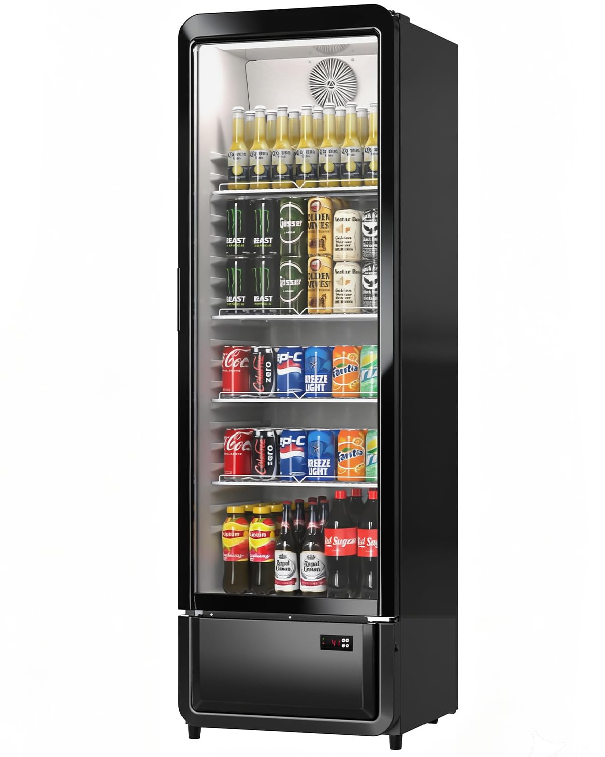 9.89 Cu. Ft Commercial Fridge, Display Merchandiser Drink Refrigerator with Glass Door & LED, 4 Adjustable Shelves Holds 288 Cans, Beverage Cooler for Beer, Soda, ETL DOE NSF Certified