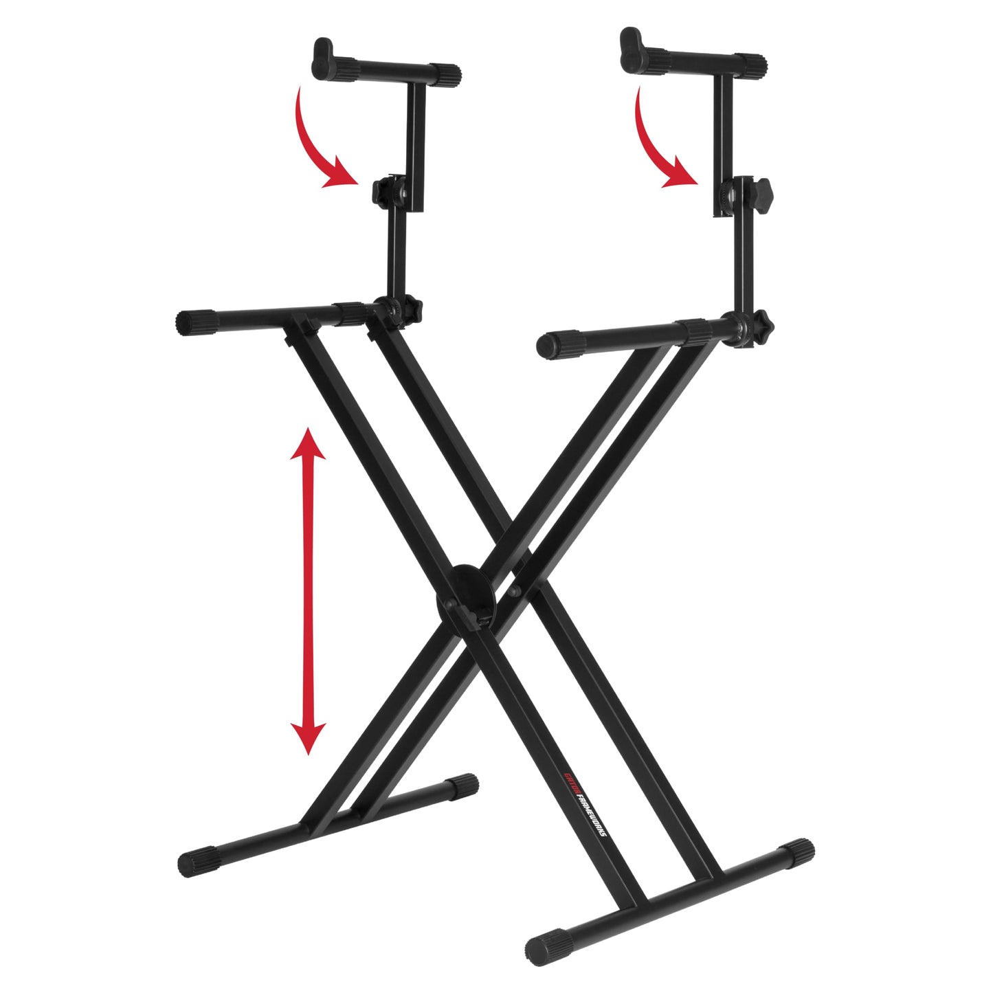 Gator Frameworks Deluxe Two Tier X-Style Keyboard Stand With Adjustable Height And Leveling Feet (Gfw-Key-5100X)