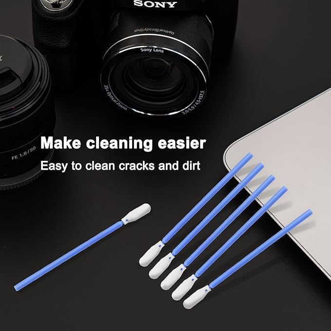 Wellgler's 3.65'' Lint Free Foam Cleaning Swabs,Multi-Purpose Detailing Foam Tip Swabs,Cleaning Swabs for Electronics,Gun,Car Vent .KM722(Blue 100PCS)