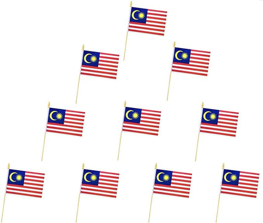 10 Pack Malaysia Flags -MY Handheld Flag-Desktop Flag-5x8 In, Malaysian Mini Flag. Suitable For Party Decorations, Store D...