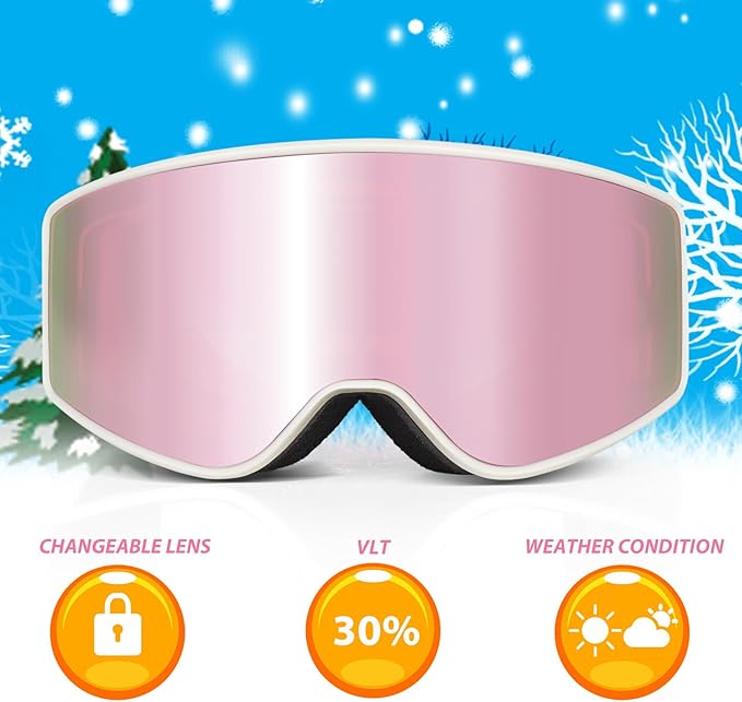 EXP VISION Ski/Snowboard Goggles Parent-child Snow Goggles Over Glasses for Men, Women Youth Kids