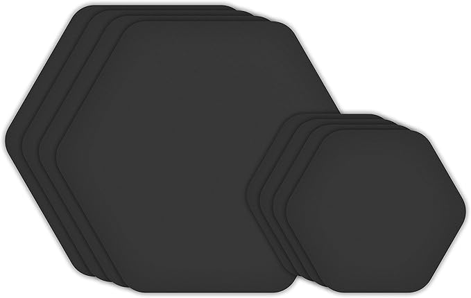 GEAR AID Tenacious Tape Hex – 2.5” & 1.5” Repair Patches (8 Patches: Four 2.5” & Four 1.5”, Black) – Peel-and-Stick Outdoo...