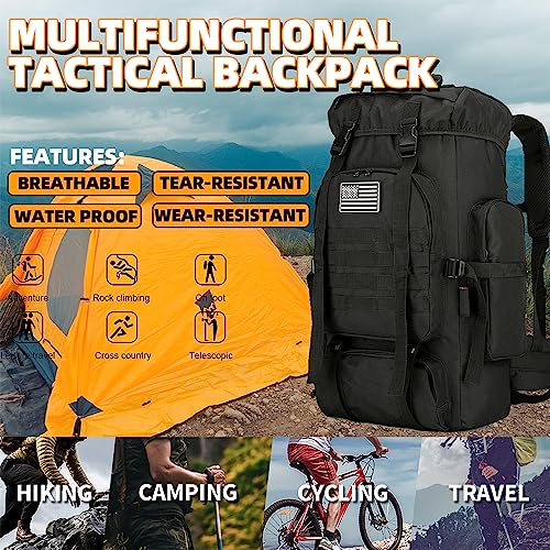 Bkcmy 45L Hiking Backpack Waterproof Travel Backpack Lightweight Outdoor Daypack Camping Backpack for Men Women (Black)