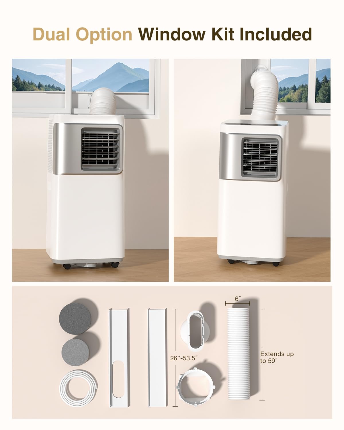 16000 BTU Portable Air Conditioners for Large Rooms up to 750 Sq. Ft., 5-in-1 Smart AC with WiFi App, Remote Control, Fast Cooling, Dehumidifier, Sleep Mode, 24H Timer & Window Kit