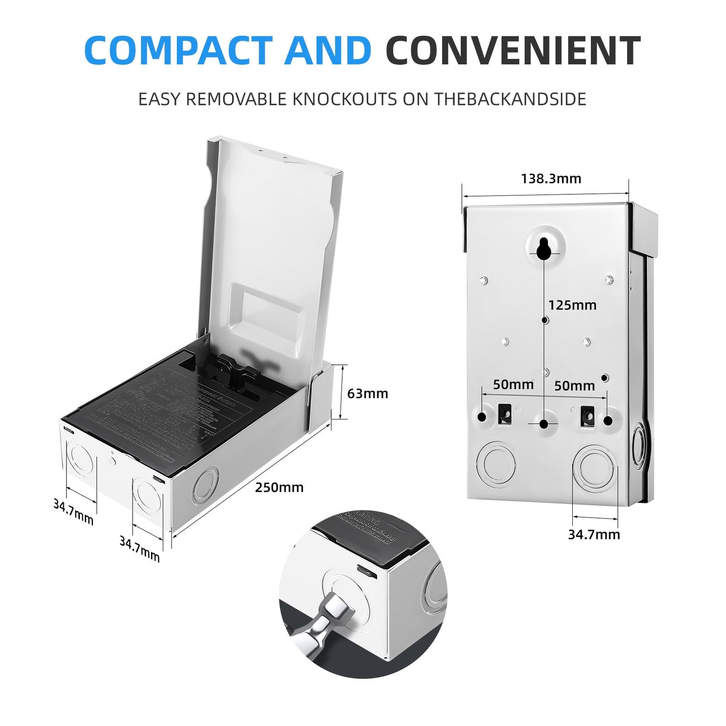 CHGAOY 30 Amp AC Disconnect Switch Outdoor 120/240VAC Pull Out Switch Waterproof Metal Box for Air Conditioning Non-Fused