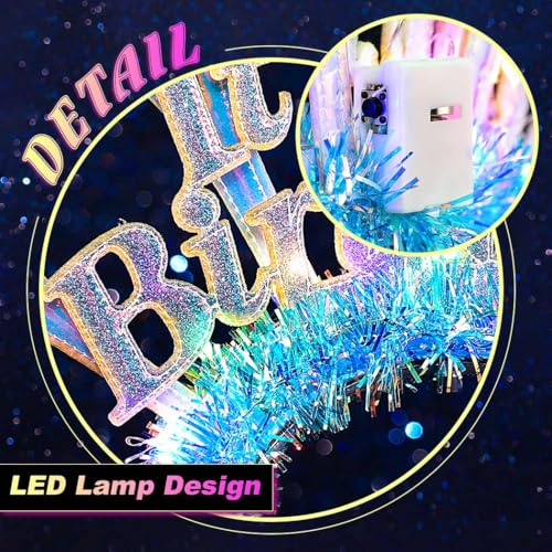 ACEDRE Light Up Happy Birthday Headband Glowing Led Birthday Party Crown Rave Costume Hair Accessories for Women
