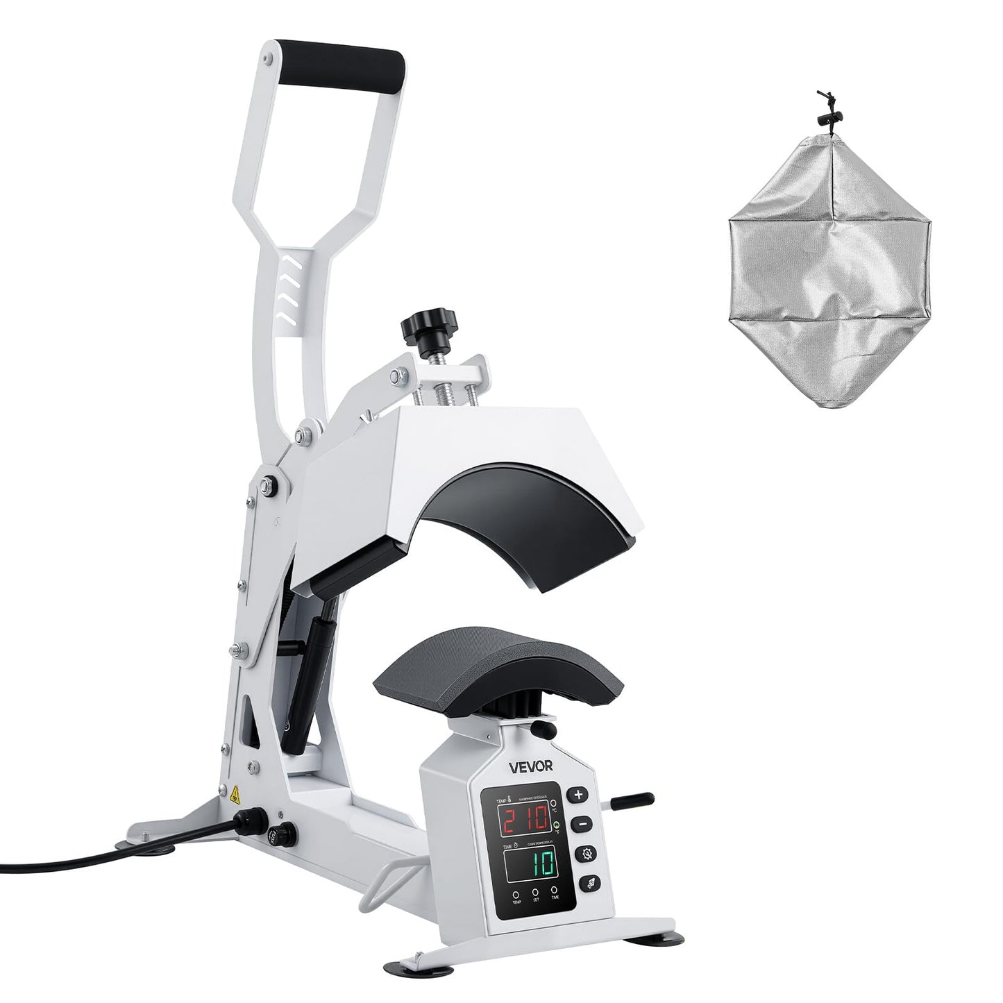 VEVOR Hat Heat Press Machine, 8.5 x 4 in Large Heating Plate, with Caps Stretcher, Precise Temperature & Time Control, Heat Press for Hats and Caps, for HTV Iron On and Sublimation Projects, White