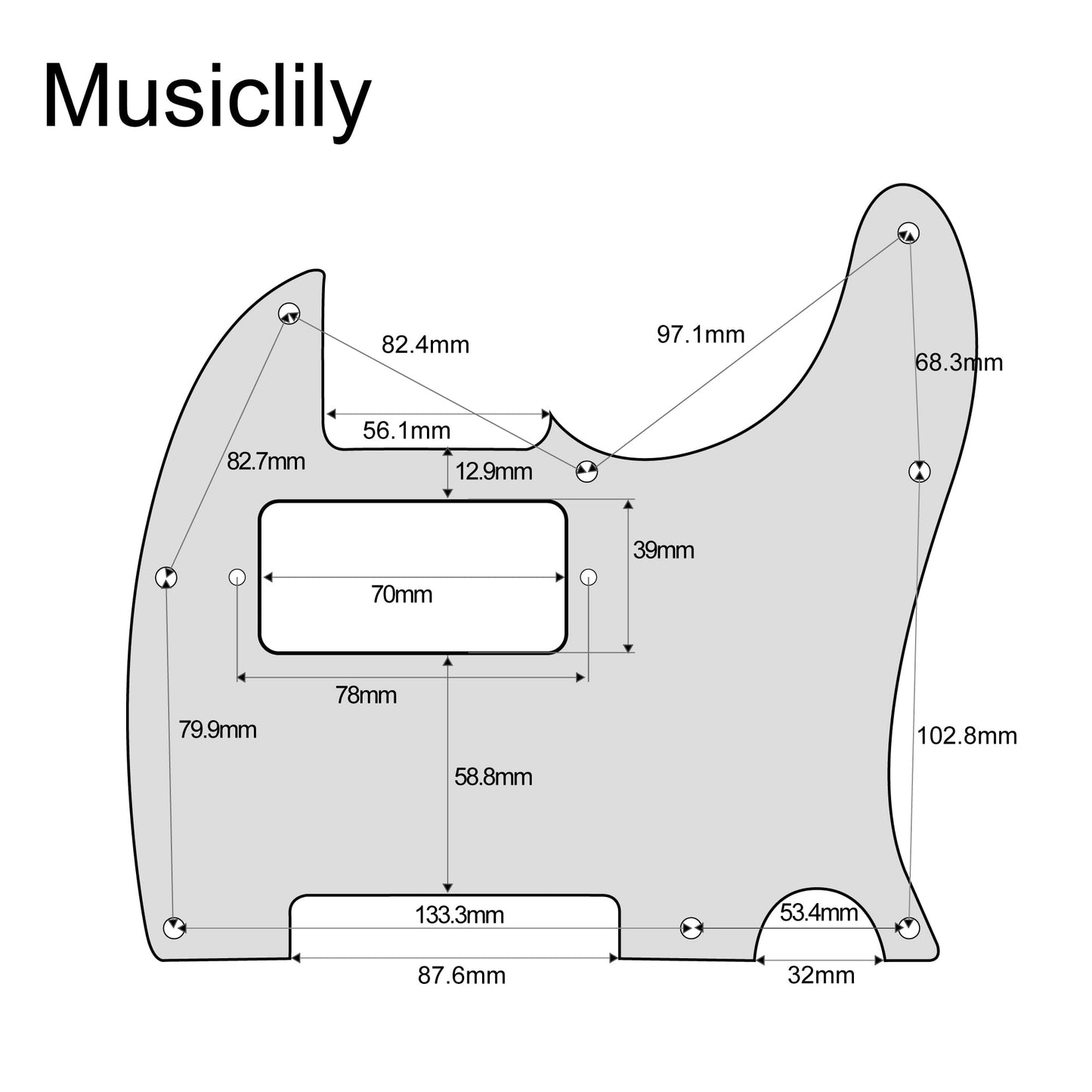 Musiclily 8 Hole Guitar Telecaster Pickguard Humbucker Hh Scratch Plate For Fender Usa/Mexican Standard Tele Parts, White Pearl