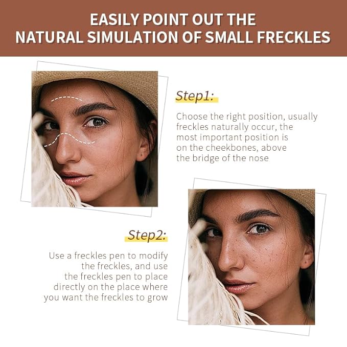 Freckle Pen, Waterproof Makeup Marker, Caramel Light Brown and Coffee Dark Brown, Long-Lasting Simulation Freckle Makeup (Dark Brown)