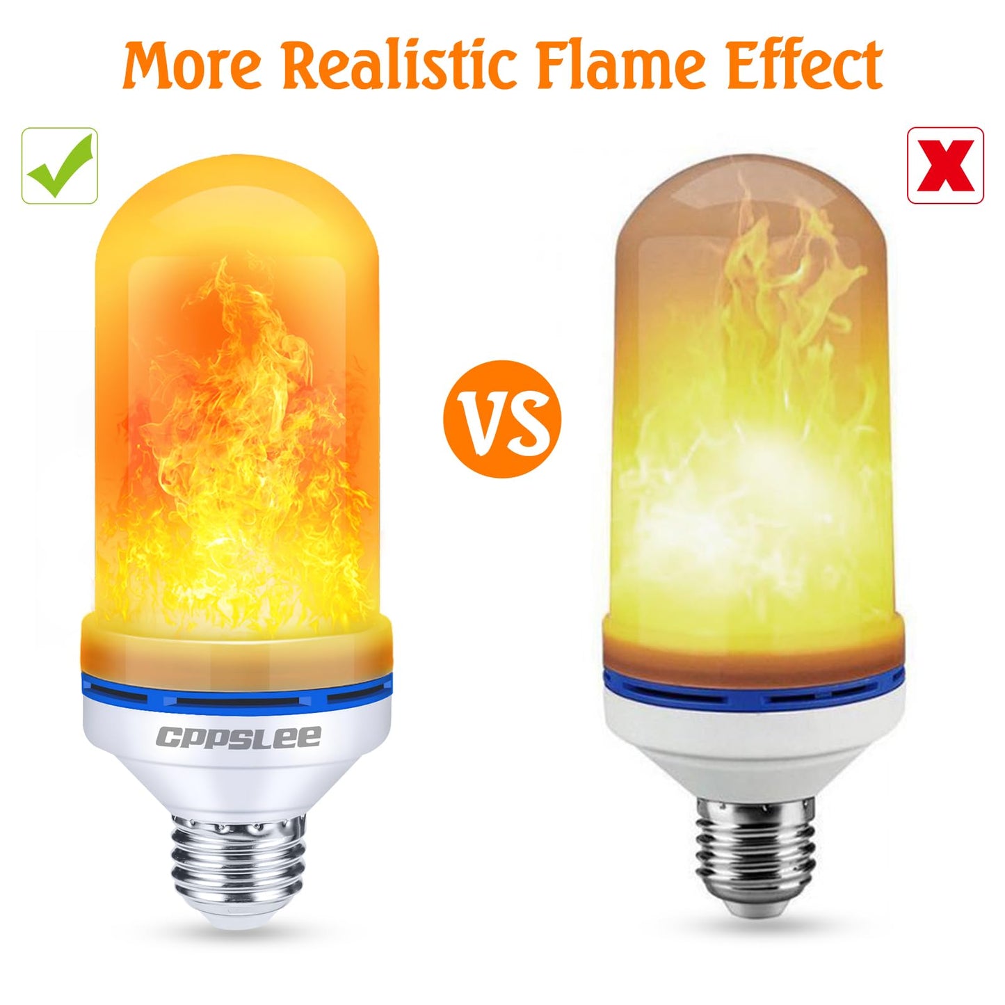 CPPSLEE Upgraded LED Flame Light Bulbs, 4 Modes Flickering Light Bulbs, E26 Base Fire Flame Bulb for Christmas Decorations Outdoor, Halloween Lights Patio Indoor Home Decor (Yellow, 2 Pack)