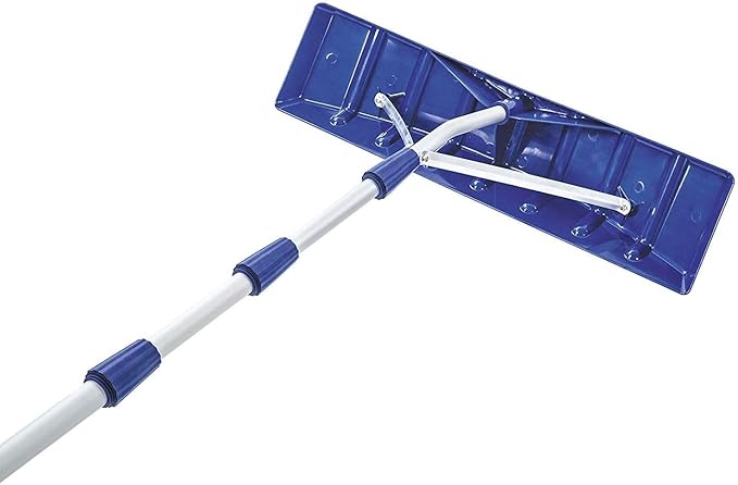 Snow Joe Telescoping Roof Rake, Extendable Leaf & Snow Shovel with Poly Blade, 25 Inch Wide, RJ204M