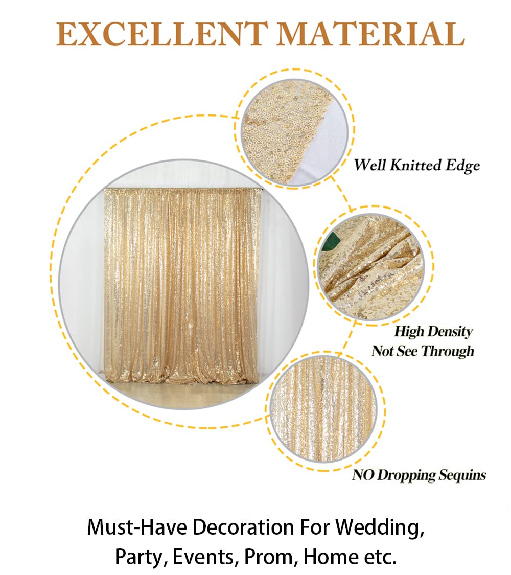 ShinyBeauty PHOTOBOOTH Backdrop - 4FTx7FT - Light Gold Sequin Fabric, Wedding & Rust Backdrop, Photography Curtains