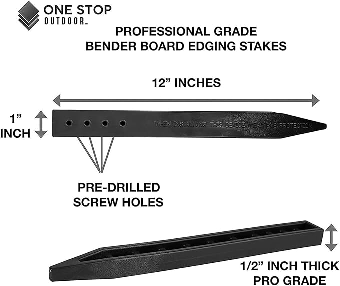 USA Made 80 Pack Heavy Duty, Black Landscape Lawn & Garden Border Edging Stakes - Easy Install Terrace & Bender Board (80)