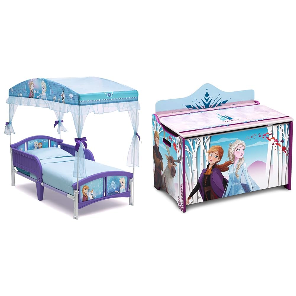 Delta Children Canopy Toddler Bed, Disney Frozen & Deluxe Toy Box, Disney Frozen II