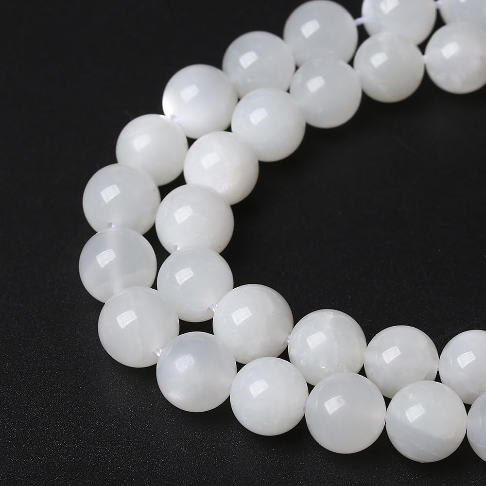 60pcs 6mm Natural White Moonstone Beads AAA Gemstone Round Loose Beads for Jewelry Making DIY Bracelets Necklaces Crystal Energy Healing Stone Beads 15" (6mm, White Moonstone)