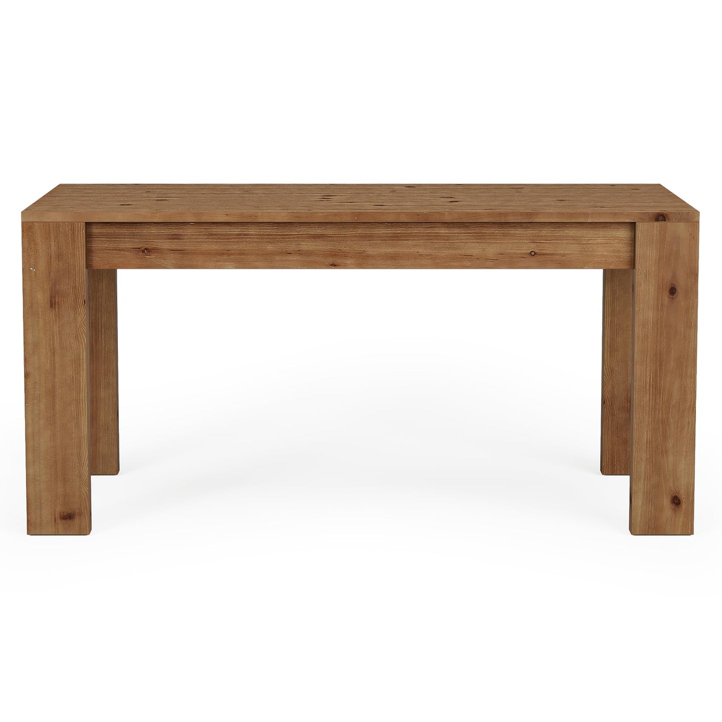 LITTLE TREE 55.12" Solid Wood Rectangular Dining Table, 30.71" Height Farmhouse Kitchen Table with Thick Legs for 4-6 People, Warm Rustic Brown(Table Only)