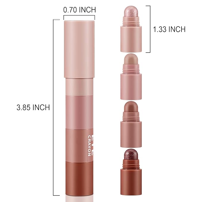 4 Color Eyeshadow Pencil，Glitter Eyeshadow Stick，Creamy Matte Eye Shadow Pen，Face & Eye Highlighter Pen，Highly Pigmented Crayon Nude Eye Shadow