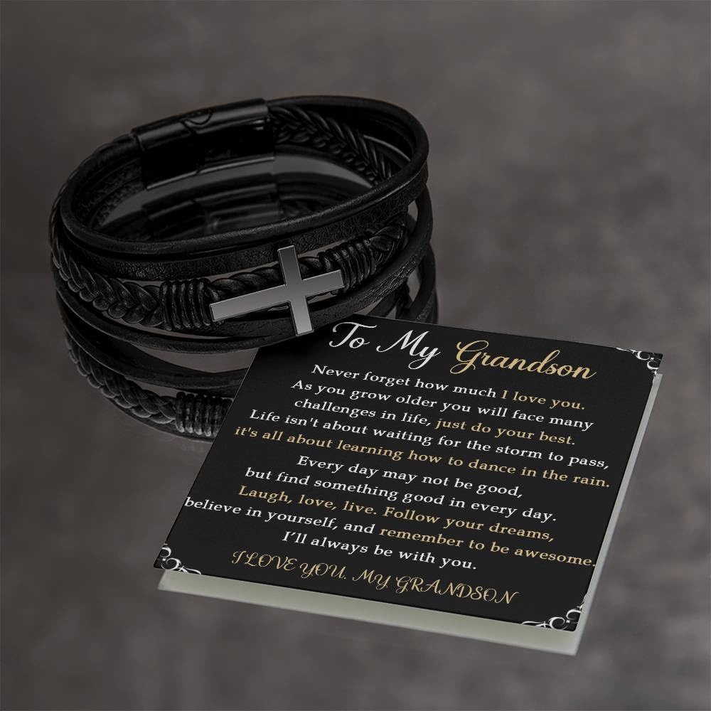 VIRAGIL To My Grandson Bracelet Gifts For Grand Son, Grandson Bracelet From Grandparents, Nephew Guy Friends, Valentines Birthday Graduation Day Christmas Easter Gifts For Teenage #7