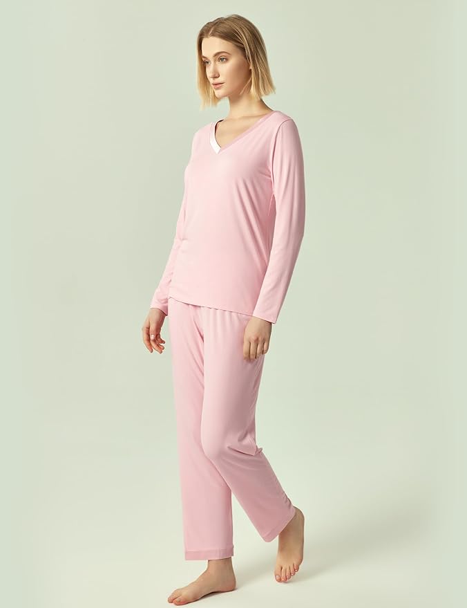 GYS Viscose from Bamboo Women's Pajama Sets Super Soft Long Sleeve Sleepwear Comfy Winter Pjs Sets S-4X