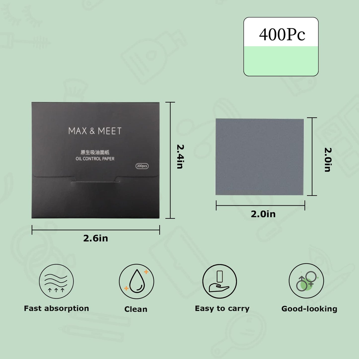 WishLotus Replacement for Face Oil Blotting Sheets, 400Pc Linen Oil Blotting Paper for Oily Skin, Oil Absorbing Sheets for Men a