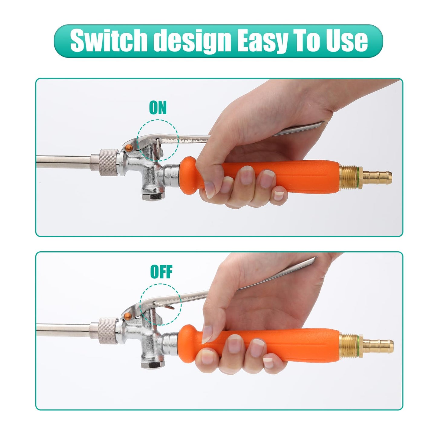 All Metal Replacement Sprayer Wand, 1/4" & 3/8" Brass Barb Sprayer Wand with Stainless Steel Shut off Valve & 2 Hose Clamps (29 Inches)