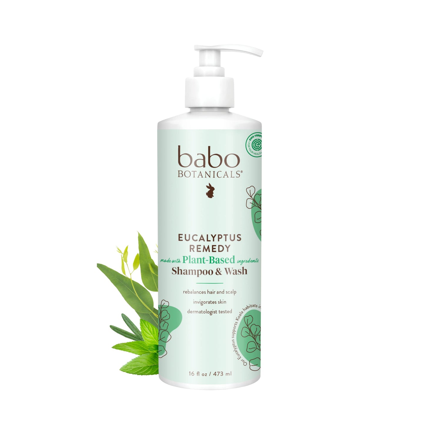 Babo Botanicals Eucalyptus Remedy Shampoo & Wash - Invigorating Eucalyptus & Rosemary Essential Oils -For all Ages - EWG Verifie