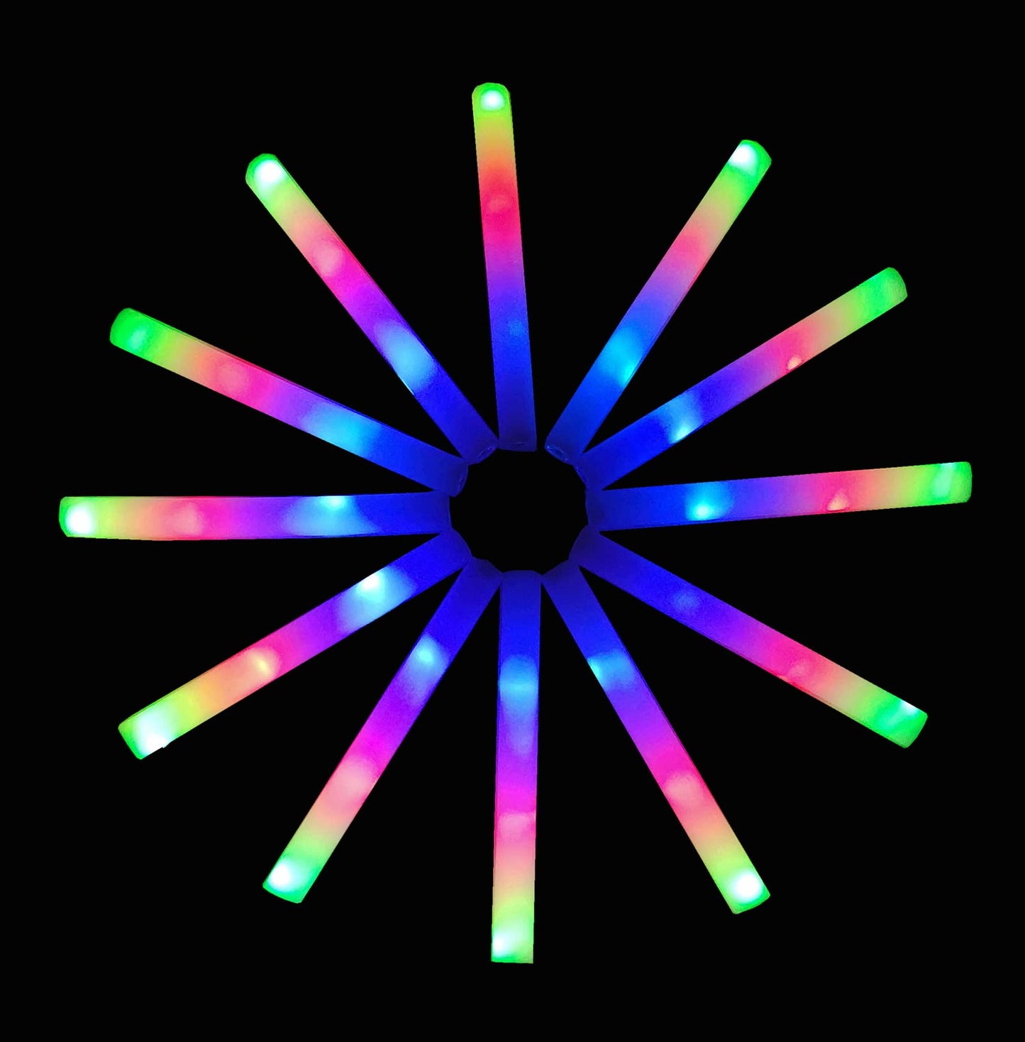 ColorHome Glow Sticks Bulk-12 Pcs Light up Foam Sticks with 3 Modes Colorful Flashing Effect, Led Lights Glow in The Dark Party Supplies for Wedding Concert Raves Halloween Christmas