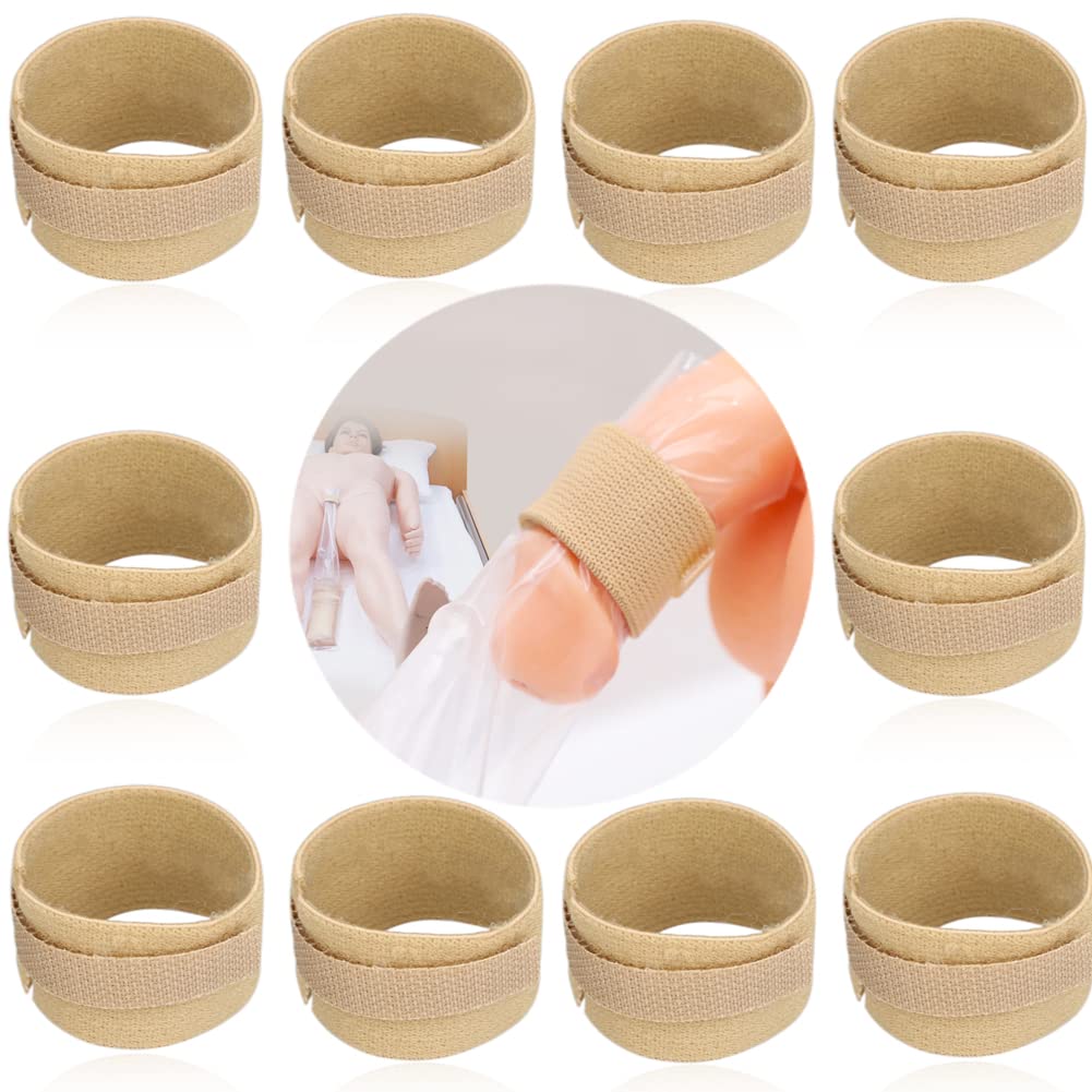 Male External Catheter Strap Leak Free Penile Clamp Fully Adjustable Urinary Sheaths Fixer Band for Prostate Surgery Prostatectomy Reusable Washable Incontinence Supplies(Pack of 10)