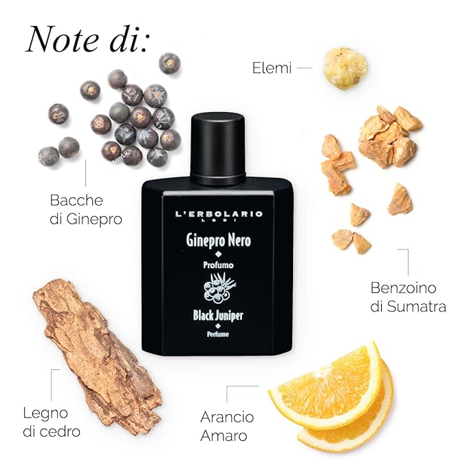 L'Erbolario Black Juniper - Energizing Fragrance With Woody Notes - Can Be Worn Every Day With Pride - Dermatologically Tested - Citrus And Woody Scent - For All Skin Types - 1.6 Oz EDP Spray