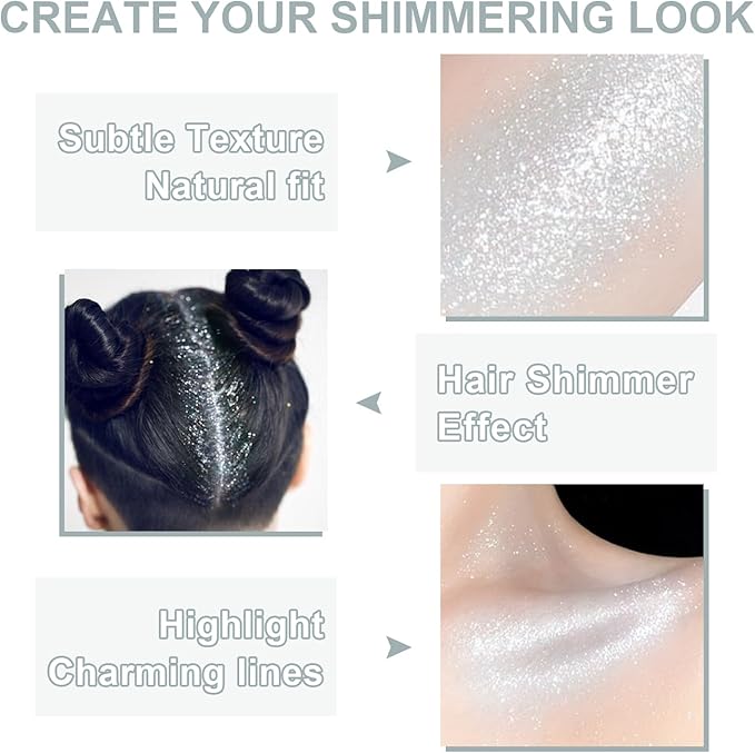 Hair and Body Glitter Spray, 1PC Hair Glitter Extra Fine Face Shimmer Powder for Clothes, Festival Loose Sparkle Powder for Rave Clothes Nail Art Easter Halloween Crafts (Silver)