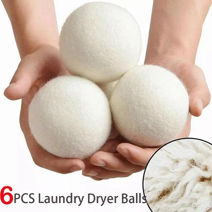 CHICIRIS Wool Dryer Balls, 6PCS Fabric Softener for Shortening Drying Time, Laundry Balls for Fluffy Fabrics, Baby Showers, Christmas