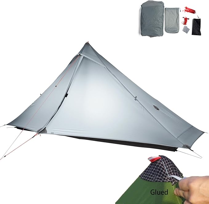 3FULGEAR Lanshan 1 Pro Upgraded Ultralight 1-Person Camping Tent – 3/4 Season, 20D Double-Sided Silicone Nylon, Waterproo...