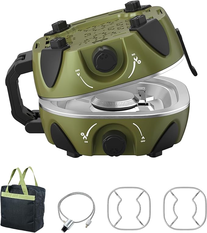 BODEGA 2 Burner Camping Stove, 20000 BTU Folding Propane Camp Stove with Adjustable Burners,Portable Dual Gas Stoves with ...