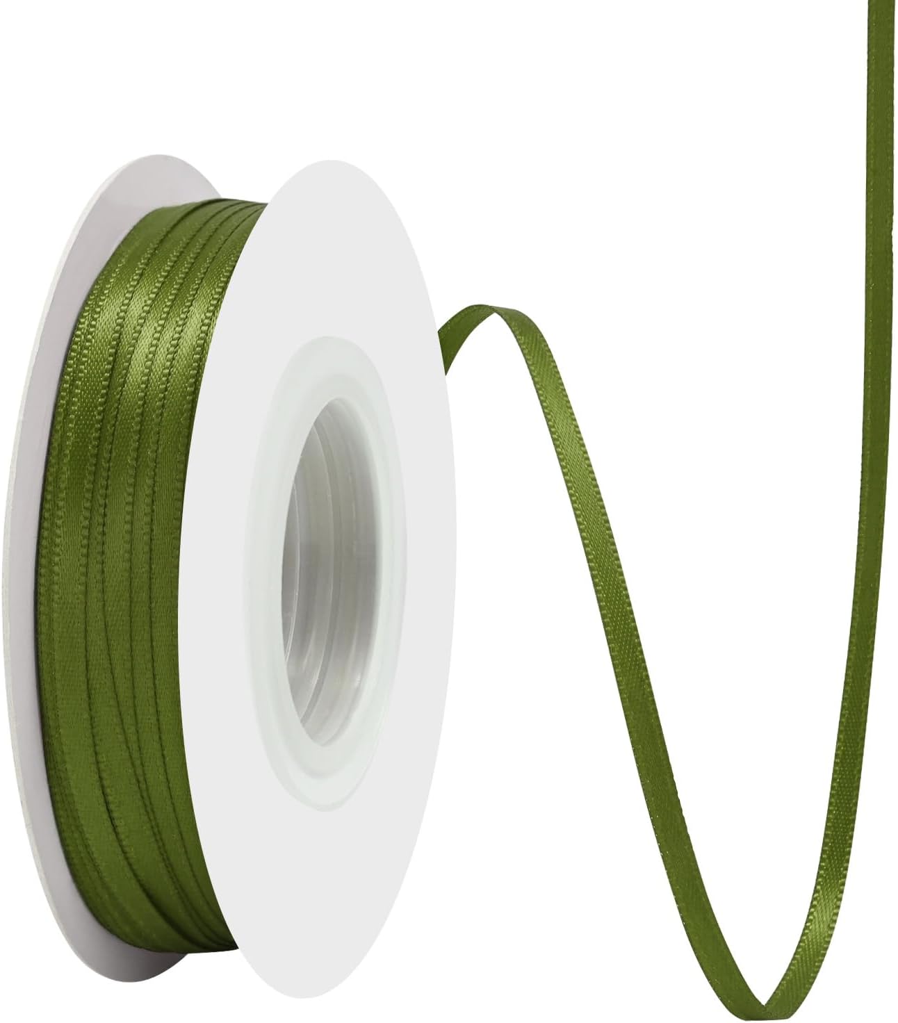 Moss Satin Ribbon 1/8 Inch X 50 Yards Solid Color Double Faced Ribbons Perfect for Crafts Wedding Decor Bow Making Arts Sewing and More