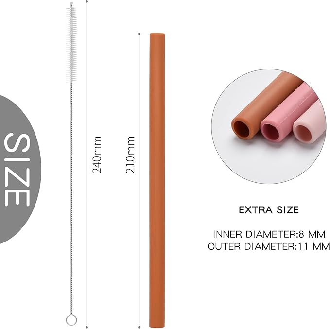 Silicone Straws Reusable – 18 Pack Extra Long Food Grade Rubber Straw with Cleaning Brush, Soft Flexible Silicone Reusable Straws for Smoothies, Coffee & 20oz 30oz Tumblers (Dark Blue)