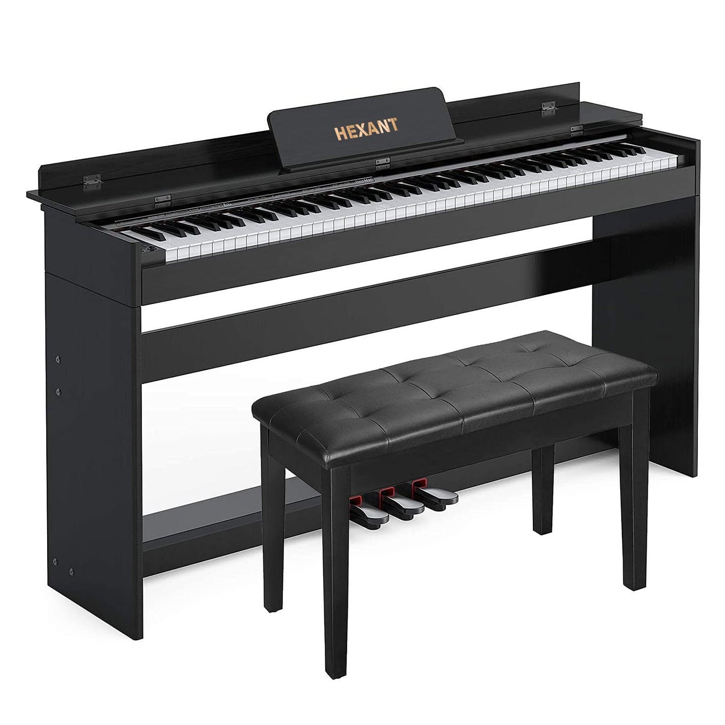 HEXANT 88-Key Weighted Digital Piano, Full-Size Semi-Weighted Upright Flip Electric Keyboard Piano with 3 Pedal and Multi-Functi