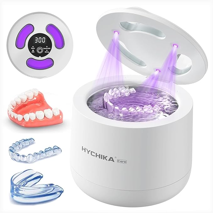 HYCHIKA 2026 Ultrasonic Retainer Cleaner Machine,45kHz High Frequency,4 Upgraded Modes,Ultrasonic Retainer Cleaner,200ML Dental Cleaning Pod,for Retainers,Night Guards,Braces etc.,Iceberg White