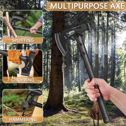 Camping Axes, Wood Separator, Multipurpose Tomahawk Tactical Hatchet with Sheath - Survival Hiking Camping, Carbon Steel B...