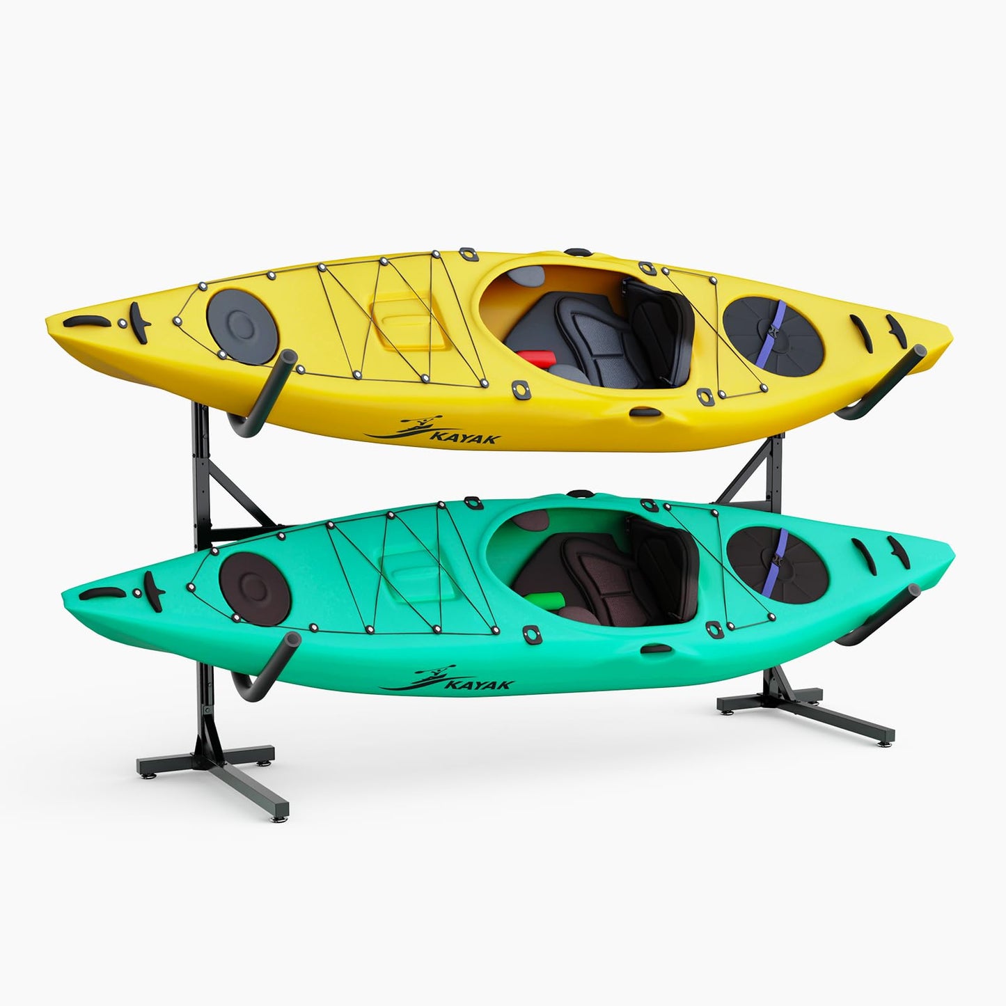Freestanding Kayak Storage Rack, Kayak Racks for Outdoor Storage, Heavy Duty Adjustable Kayak Paddle Holder Stand for Kayak, Paddle Board, SUP, Surfboard