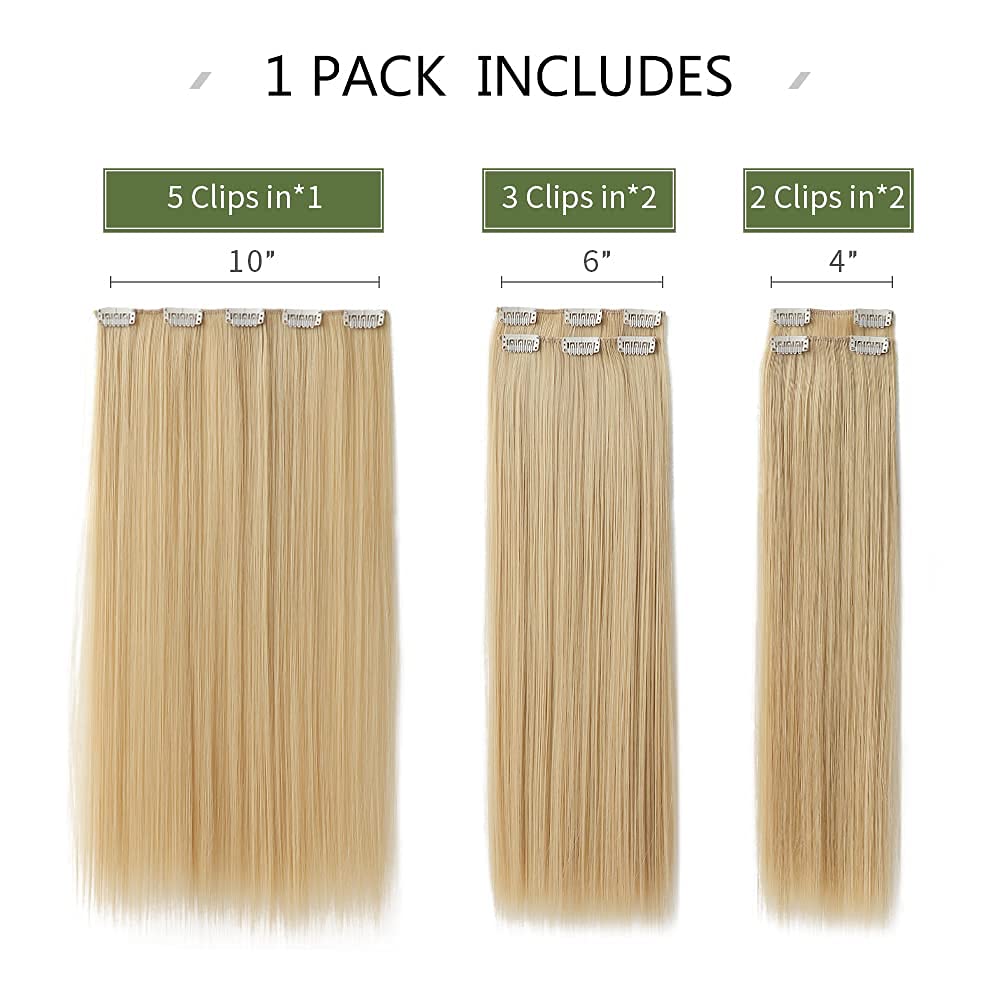 HSPJHTM Blonde Hair Extensions Clip in Hair Extension for Women Halloween 5 Pieces 22 Synthetic Long Straight Natural Thick Blon