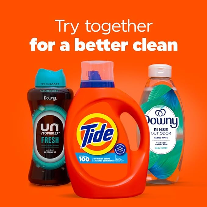 Tide Laundry Detergent Liquid, Clean Breeze Scent, 64 Loads, 80 fl oz, Works on 100% of Common Stains