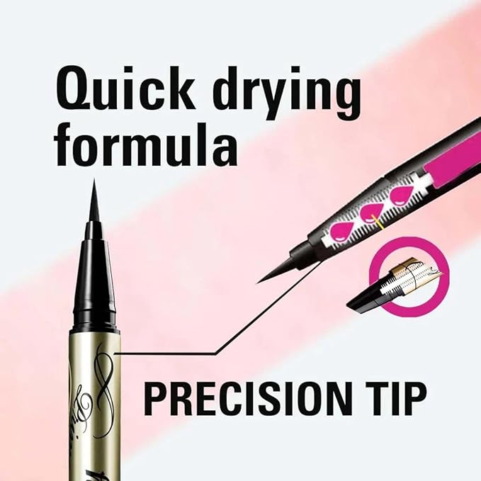 HEROINE MAKE by KISSME Waterproof Eyeliner for Intense Color & Ultra-Fine 0.1mm Tip, Liquid Eyeliner Pen with Organic Beauty Serum, Cat Eye Liner for Long Lasting Dramatic Lines, Jet Black 1 EA, PRIME