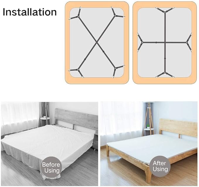 Foloda Bed Sheet Holders, 4 pcs Adjustable Fitted Sheet Straps Holders for Bed Corner, Sheet Fasteners Clips Suspenders lockers Gripper Scrunchie, Keep Sheet Firm Tight
