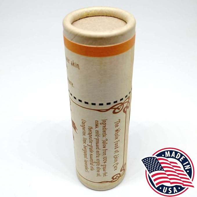 Vintage Tradition Moisturizing Beef Tallow Lip Balm – Tube Lip Moisturizer with Citrus & Lavender Essential Oil Blend Hydrates & Soothes Dry Lips – Grass-Fed Tallow Balm for Skin Care, 0.5 Fl. Oz.
